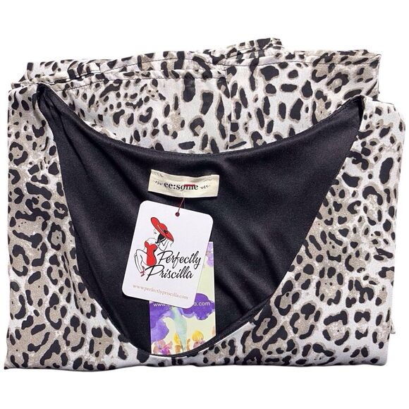 NWT ee:some Women Animal Print Shift Dress Size XL Brown Boho 3/4 Balloon Sleeve - Picture 14 of 14